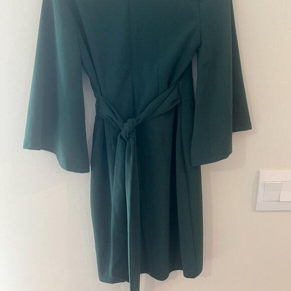 Lulus Glimpse of Glamour Forest Green Bell Sleeve Bodycon Mini Dress | Size S - Picture 14 of 15